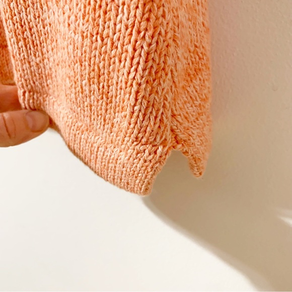 L. L. Bean 100% Cotton Three Quarter Sleeved Rounded Neckline Sweater Light 🍊🧡 - Picture 5 of 11